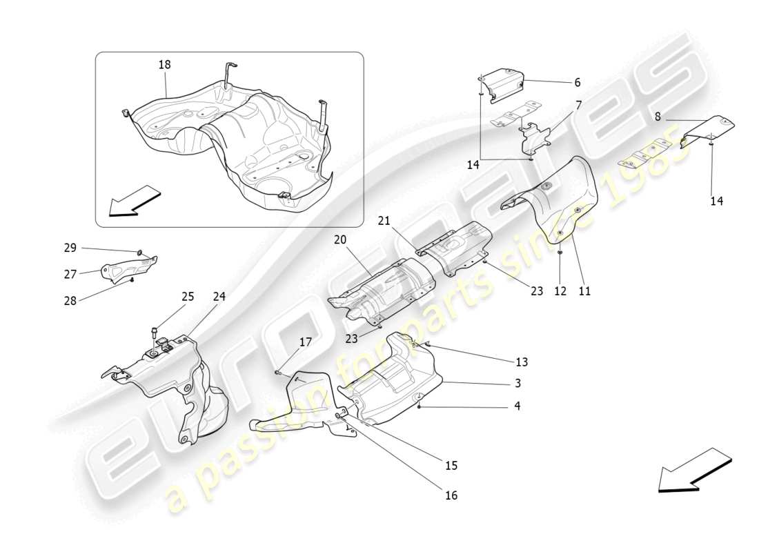 maserati levante gt (2022) pannelli termoisolanti diagramma delle parti