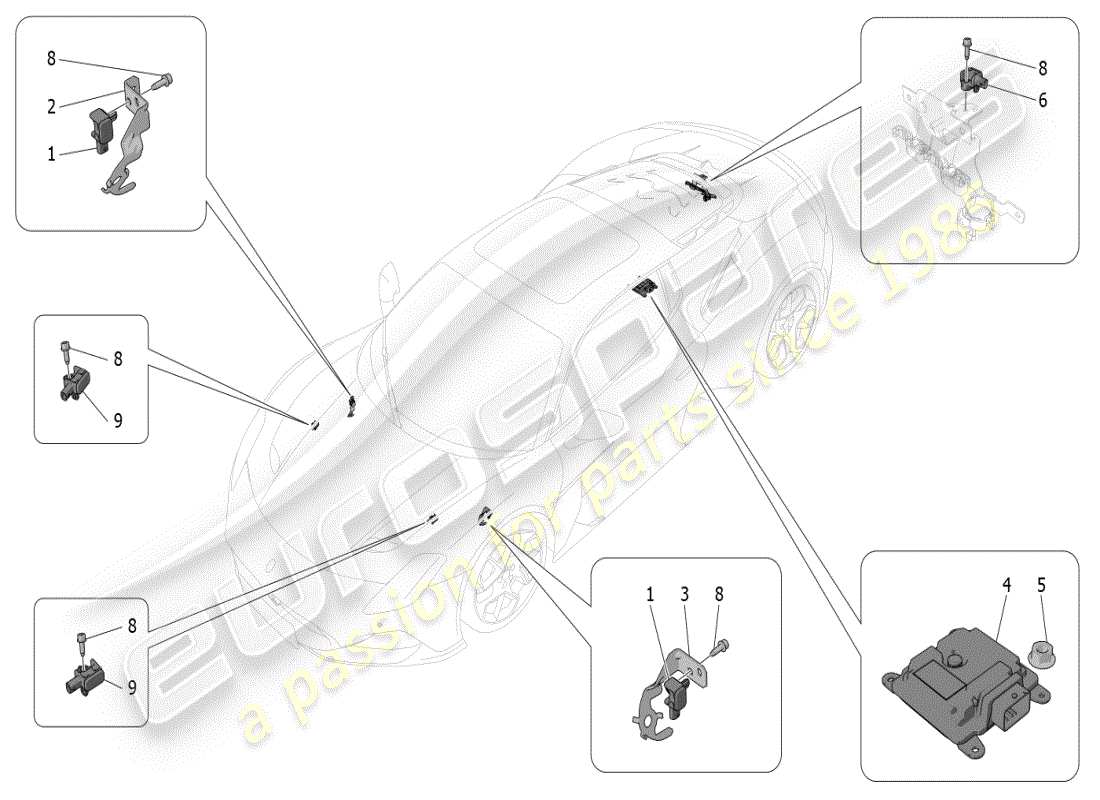 maserati mc20 (2024) controllo elettronico (sospensione) diagramma delle parti