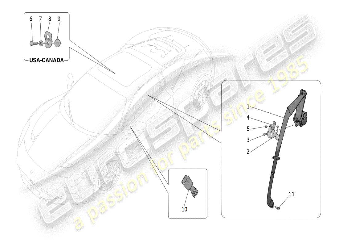 maserati mc20 (2024) cinture di sicurezza diagramma delle parti