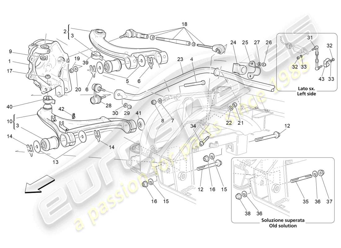 maserati granturismo mc stradale (2011) sospensione posteriore diagramma delle parti