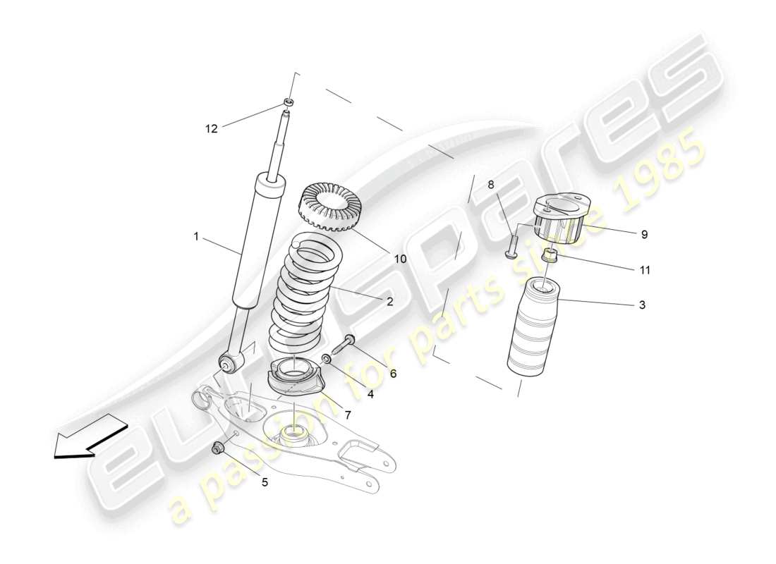 maserati ghibli (2018) schema delle parti dei dispositivi ammortizzatore posteriore