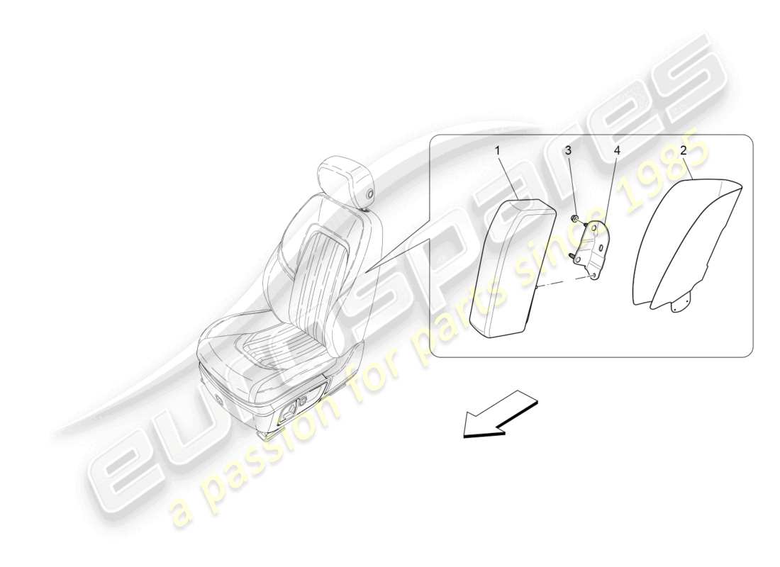 maserati ghibli (2018) diagramma delle parti del sistema borsa laterale anteriore