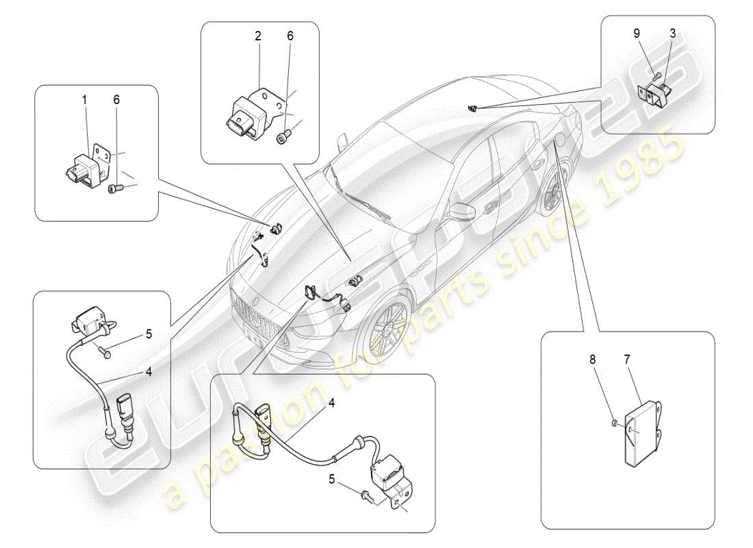 maserati ghibli (2019) diagramma delle parti del controllo elettronico (sospensione).