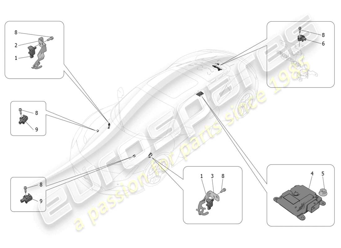 maserati mc20 (2023) diagramma delle parti del controllo elettronico (sospensione).