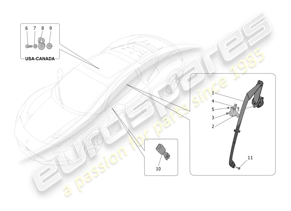 maserati mc20 (2023) cinture di sicurezza diagramma delle parti