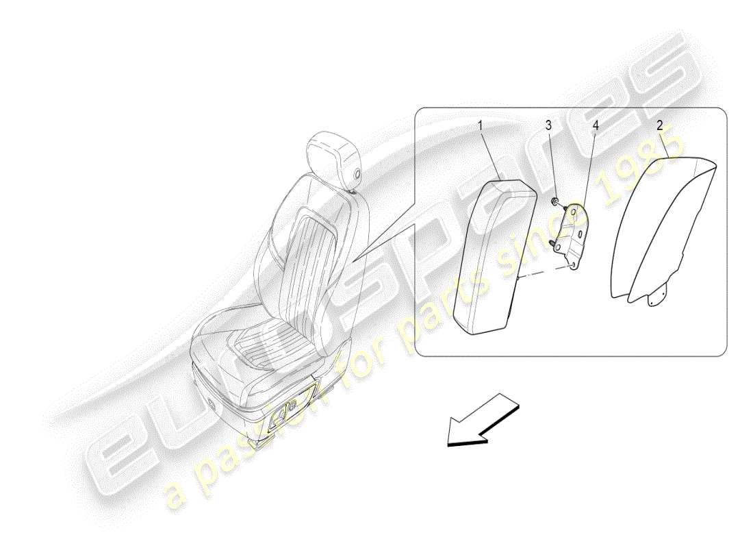 maserati ghibli (2019) diagramma delle parti del sistema borsa laterale anteriore