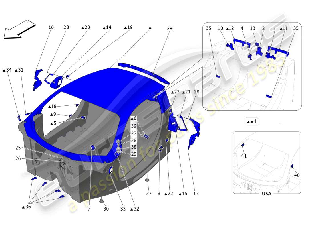 maserati mc20 (2023) monoscocca centrale schema delle parti