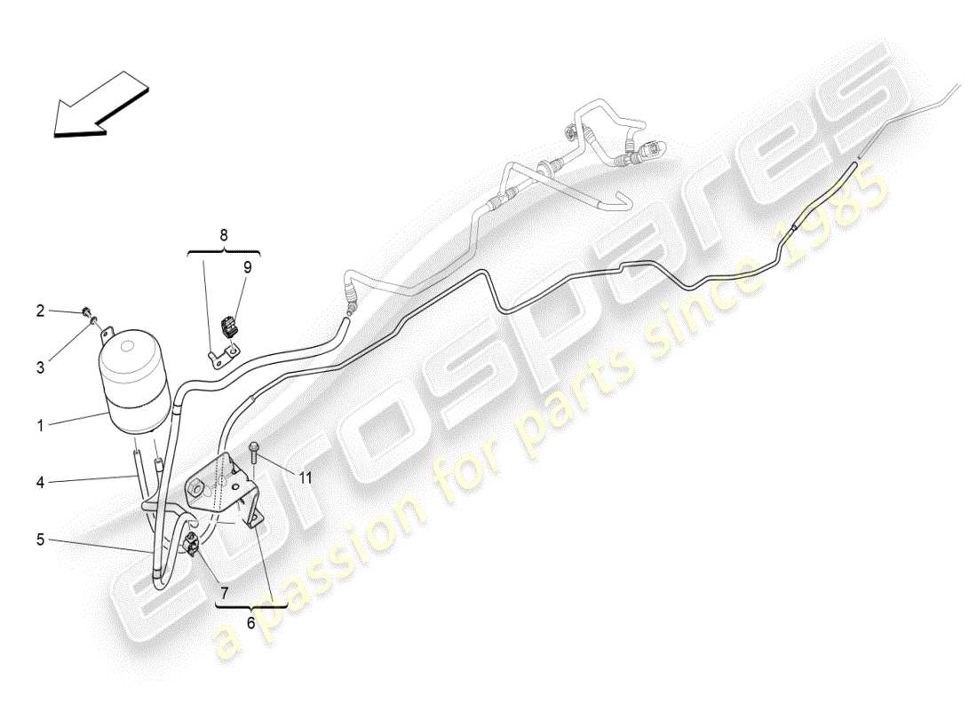 maserati ghibli (2019) diagramma delle parti del sistema d'aria aggiuntivo