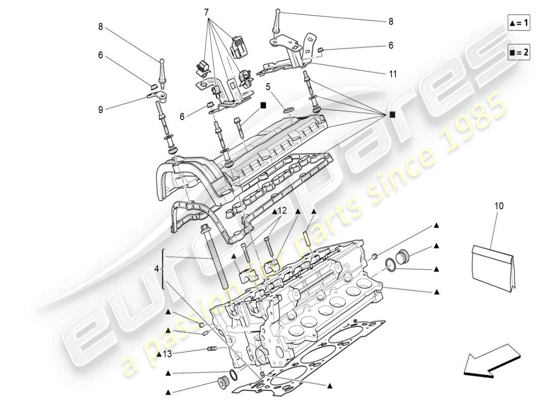 maserati ghibli (2019) schema delle parti della testata destra