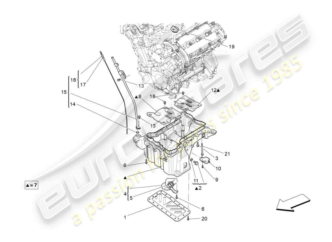 maserati levante (2020) sistema di lubrificazione: circuito e raccolta diagramma delle parti