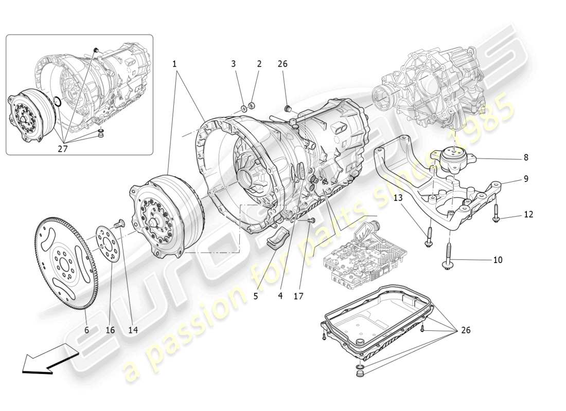 maserati levante (2017) alloggiamenti del cambio diagramma delle parti