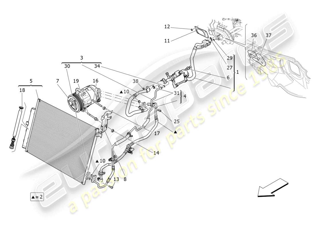 maserati levante gt (2022) centralina a/c: dispositivi vano motore schema particolare