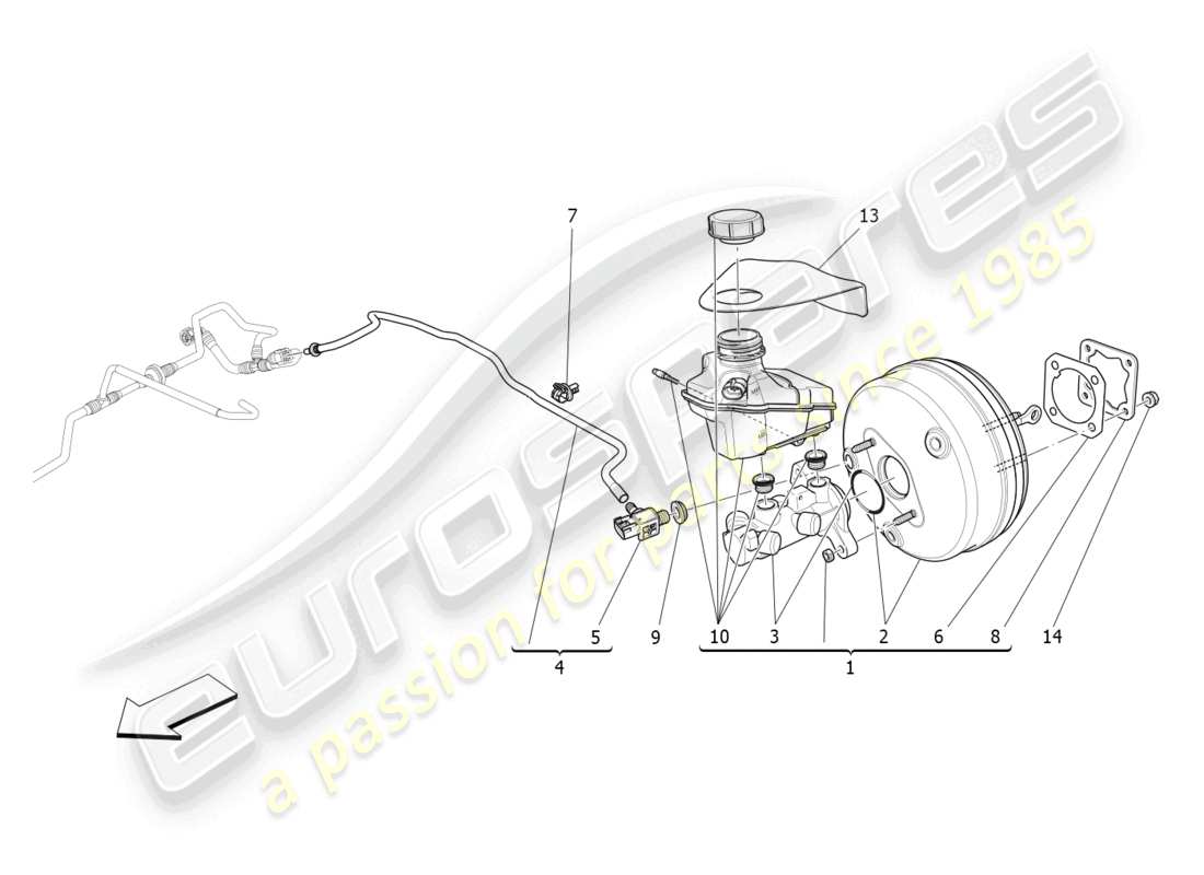 maserati levante zenga (2020) diagramma delle parti del servosistema freno