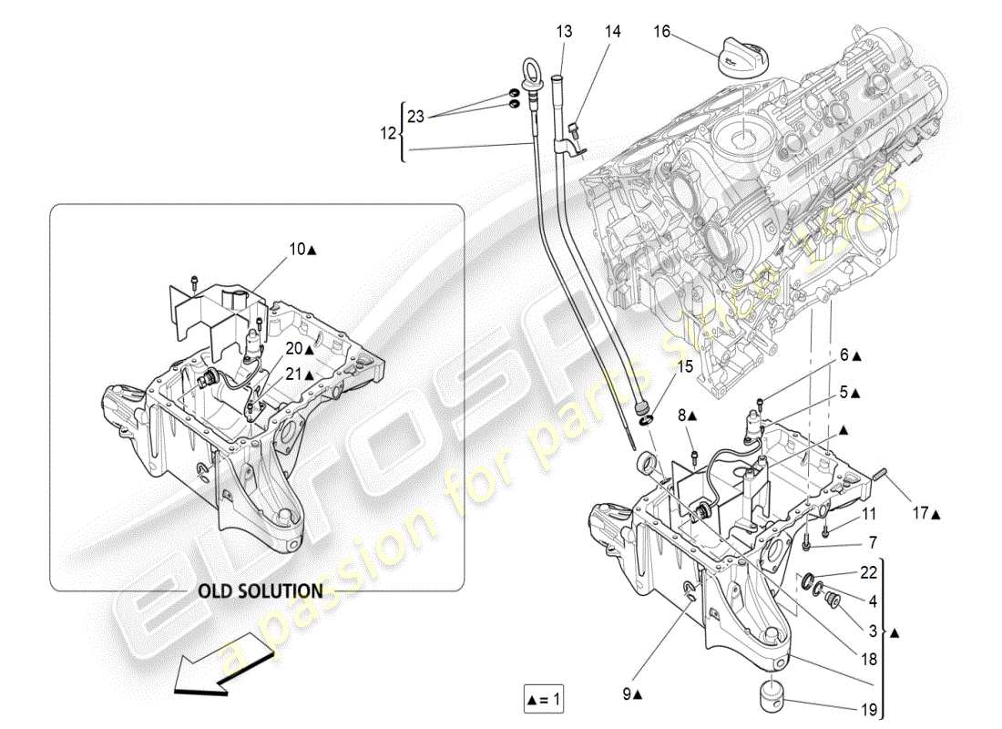 maserati ghibli (2019) sistema di lubrificazione: diagramma delle parti del circuito e della raccolta