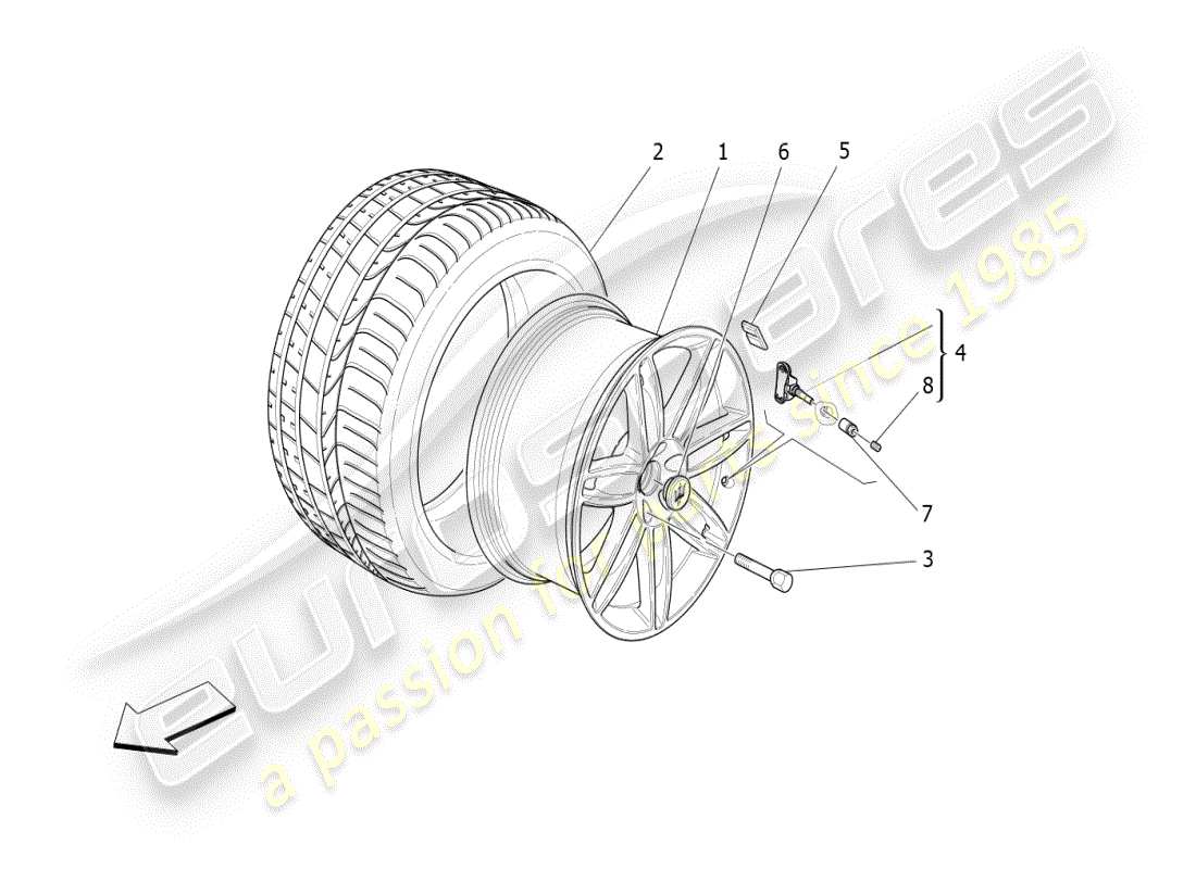 maserati ghibli (2019) diagramma delle parti di ruote e pneumatici