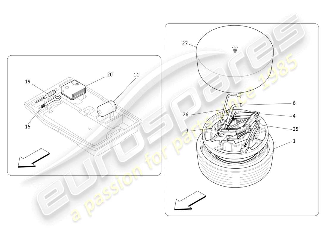 maserati levante gt (2022) fornitura standard schema delle parti