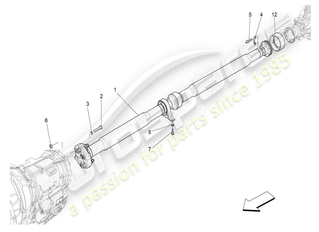 maserati ghibli (2019) schema delle parti dell'albero di trasmissione