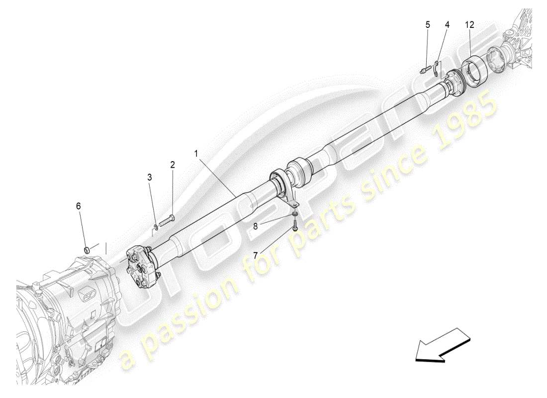 maserati ghibli (2019) schema delle parti dell'albero di trasmissione