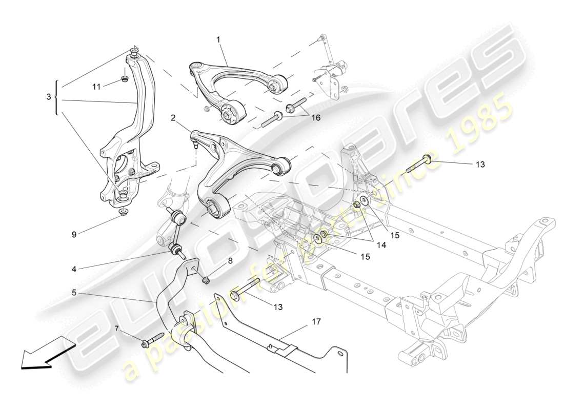 maserati levante tributo (2021) sospensioni anteriori diagramma delle parti
