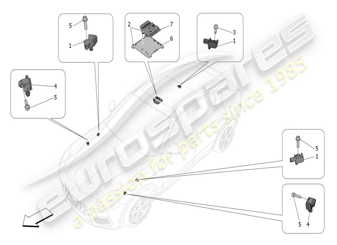 maserati grecale modena (2023) diagramma delle parti del controllo elettronico (sospensione).
