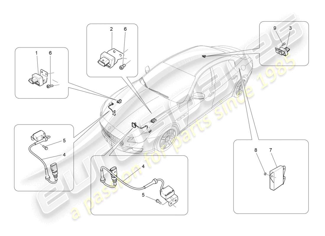 maserati quattroporte (2018) diagramma delle parti del controllo elettronico (sospensione).