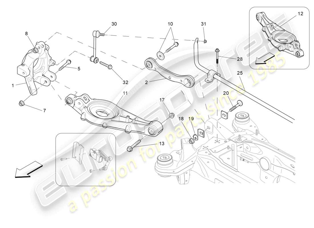 maserati levante zenga (2020) diagramma delle parti della sospensione posteriore