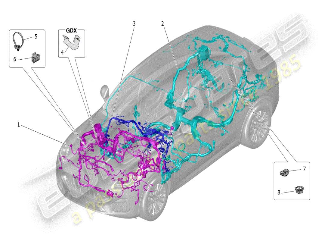maserati grecale modena (2023) cablaggio principale diagramma delle parti