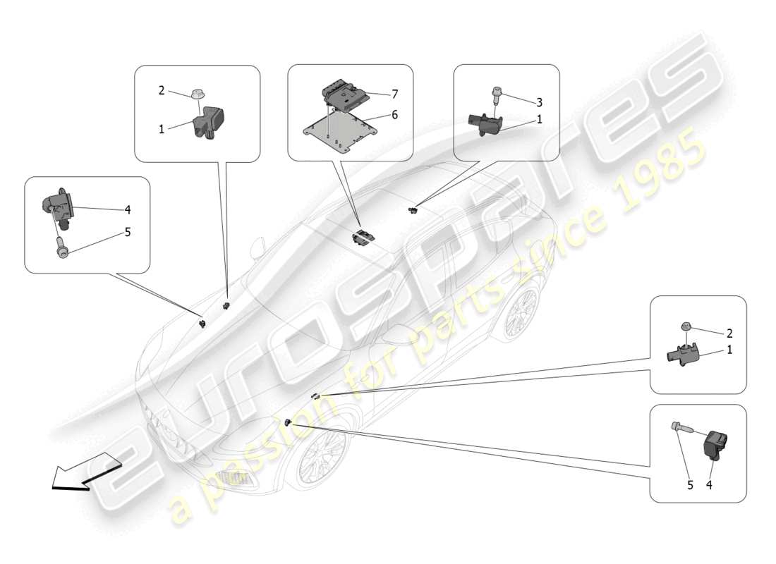 maserati grecale trofeo (2023) diagramma delle parti del controllo elettronico (sospensione).