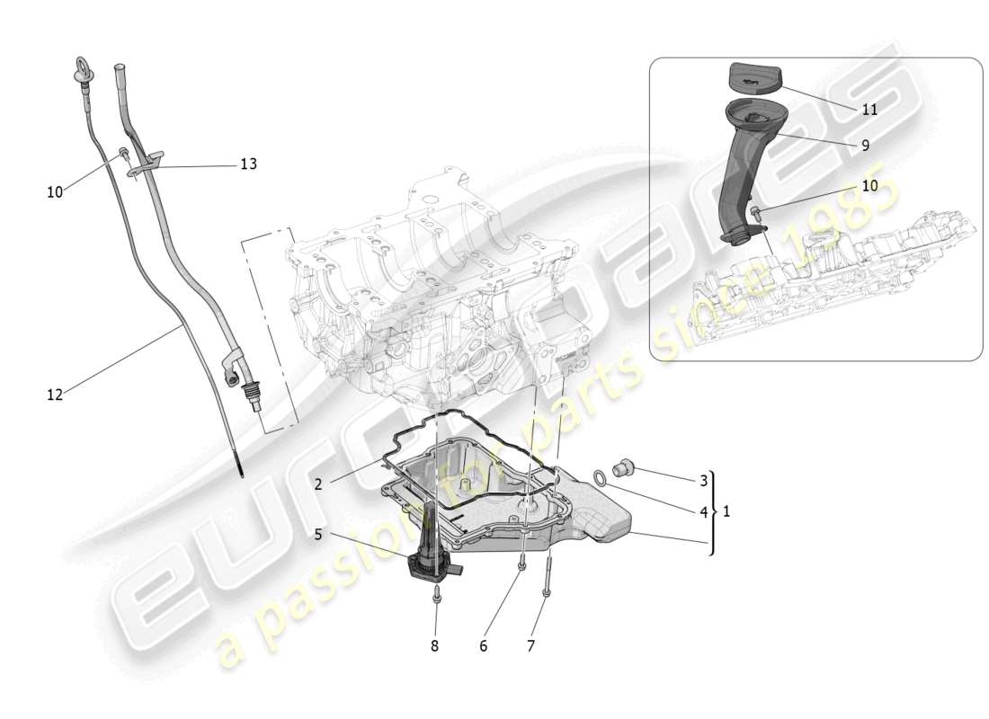 maserati grecale trofeo (2023) sistema di lubrificazione: diagramma delle parti del circuito e della raccolta