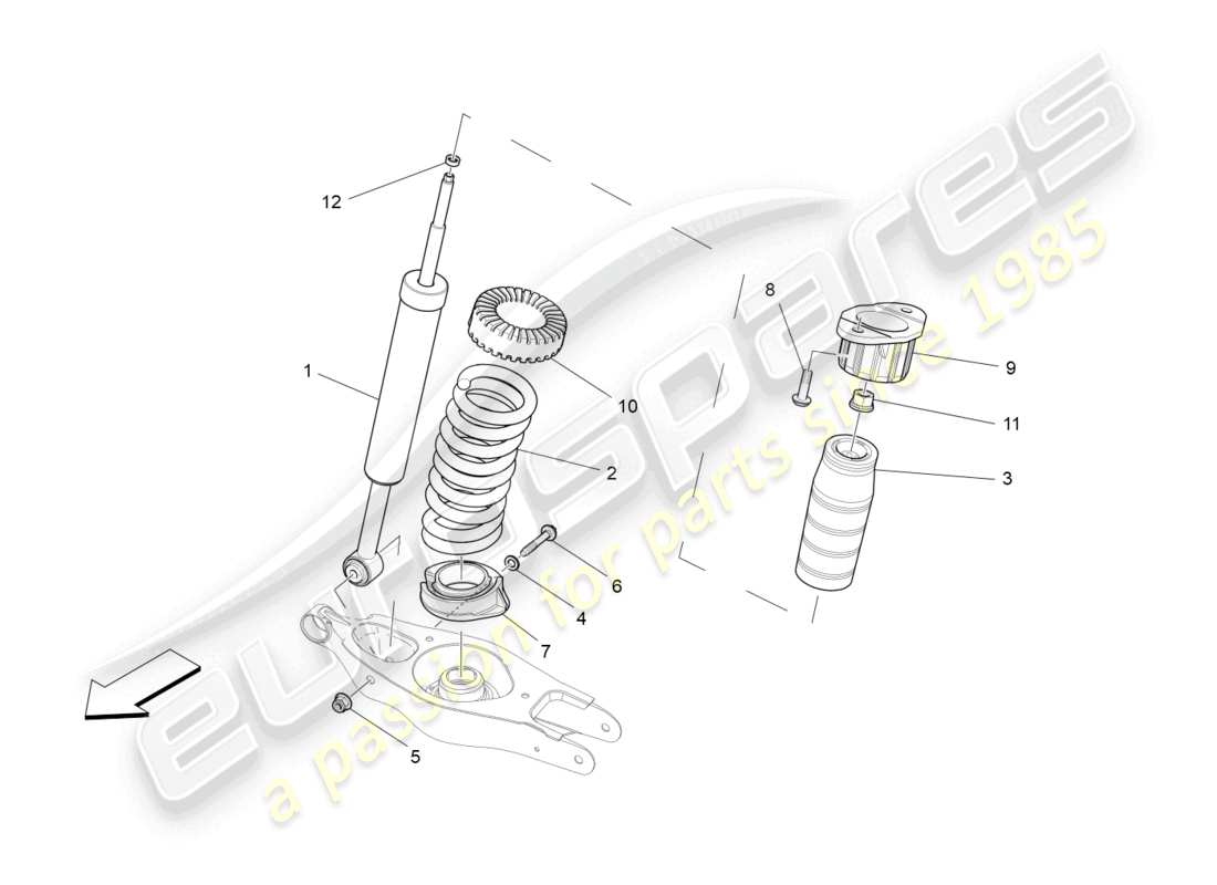 maserati ghibli (2016) schema delle parti dei dispositivi ammortizzatore posteriore