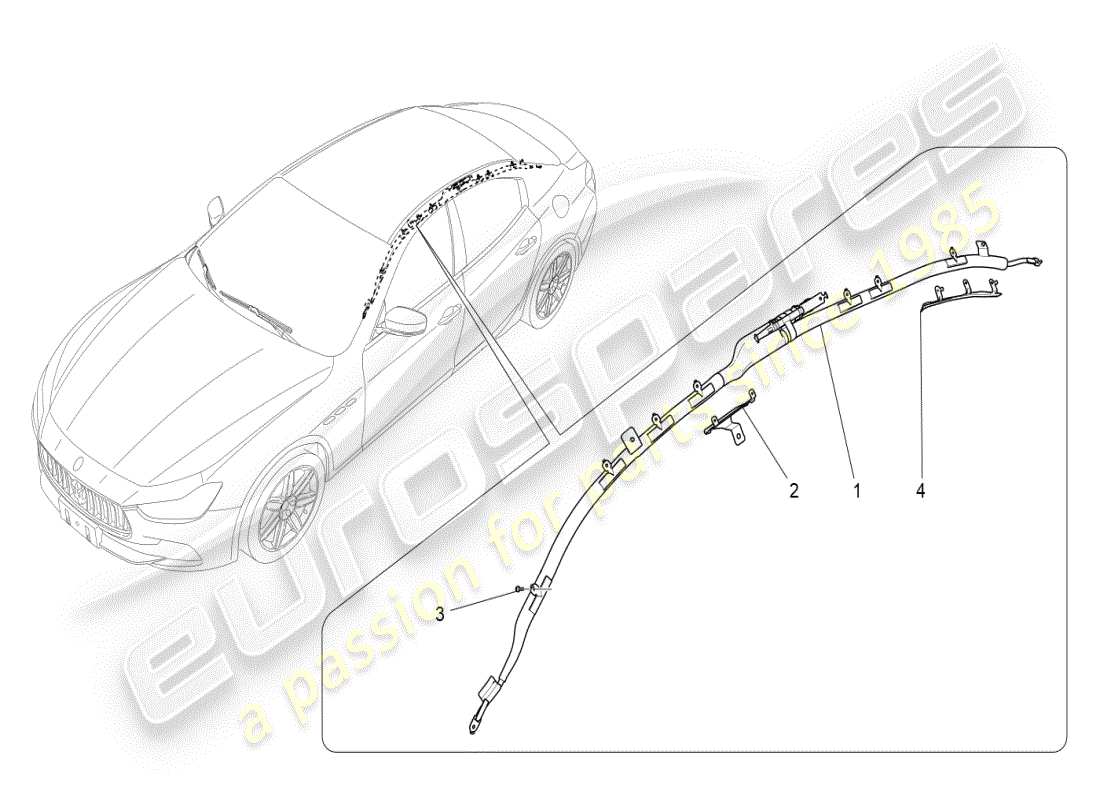 maserati ghibli (2021) sistema sacchetto per finestra schema delle parti