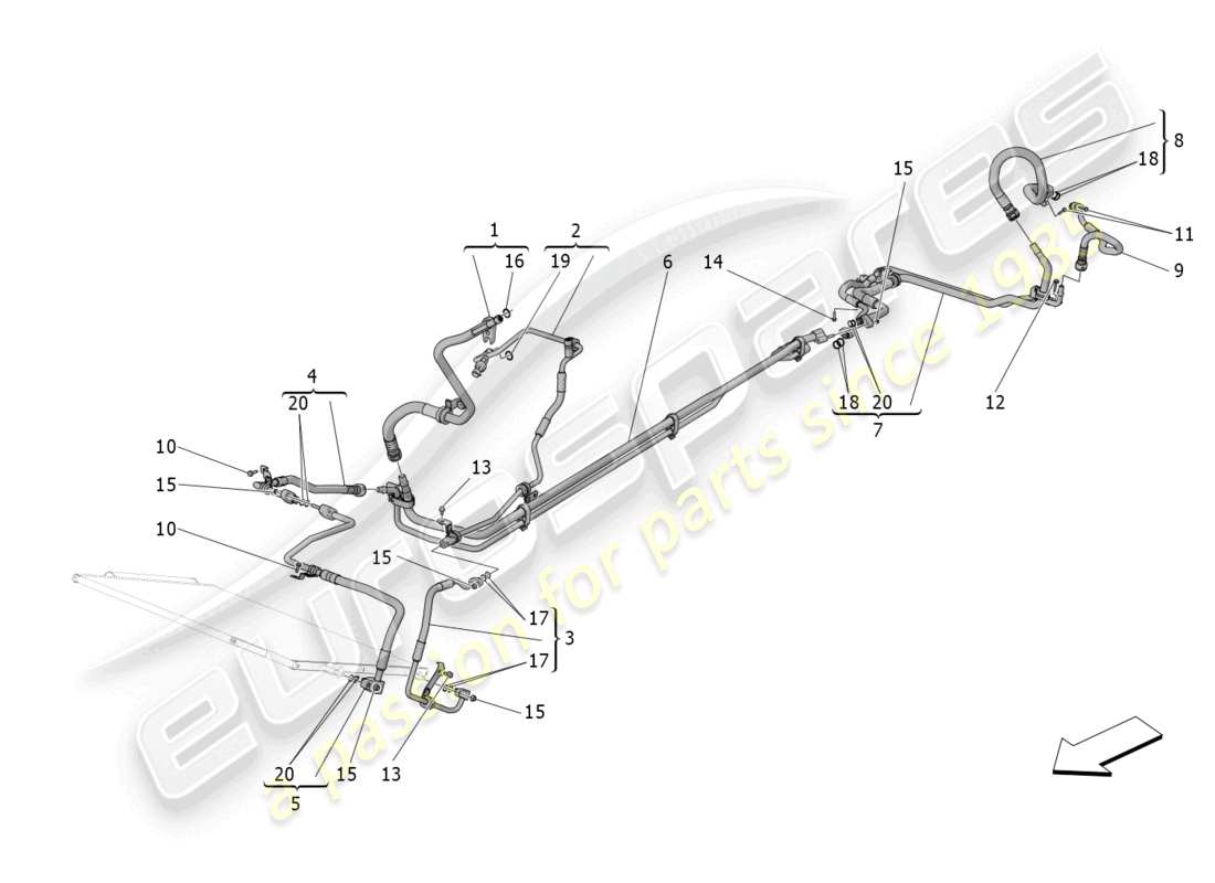 maserati mc20 (2022) centralina a/c: dispositivi vano motore diagramma delle parti