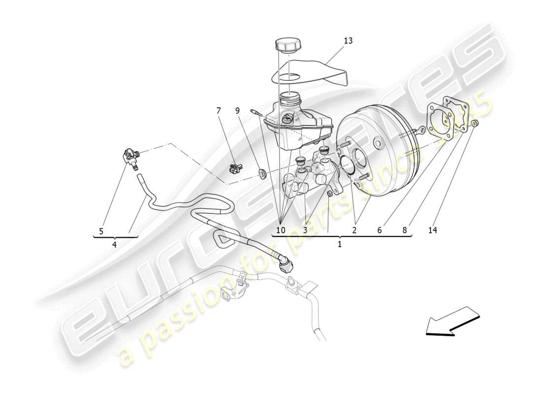 maserati levante zenga (2020) diagramma delle parti del servosistema freno