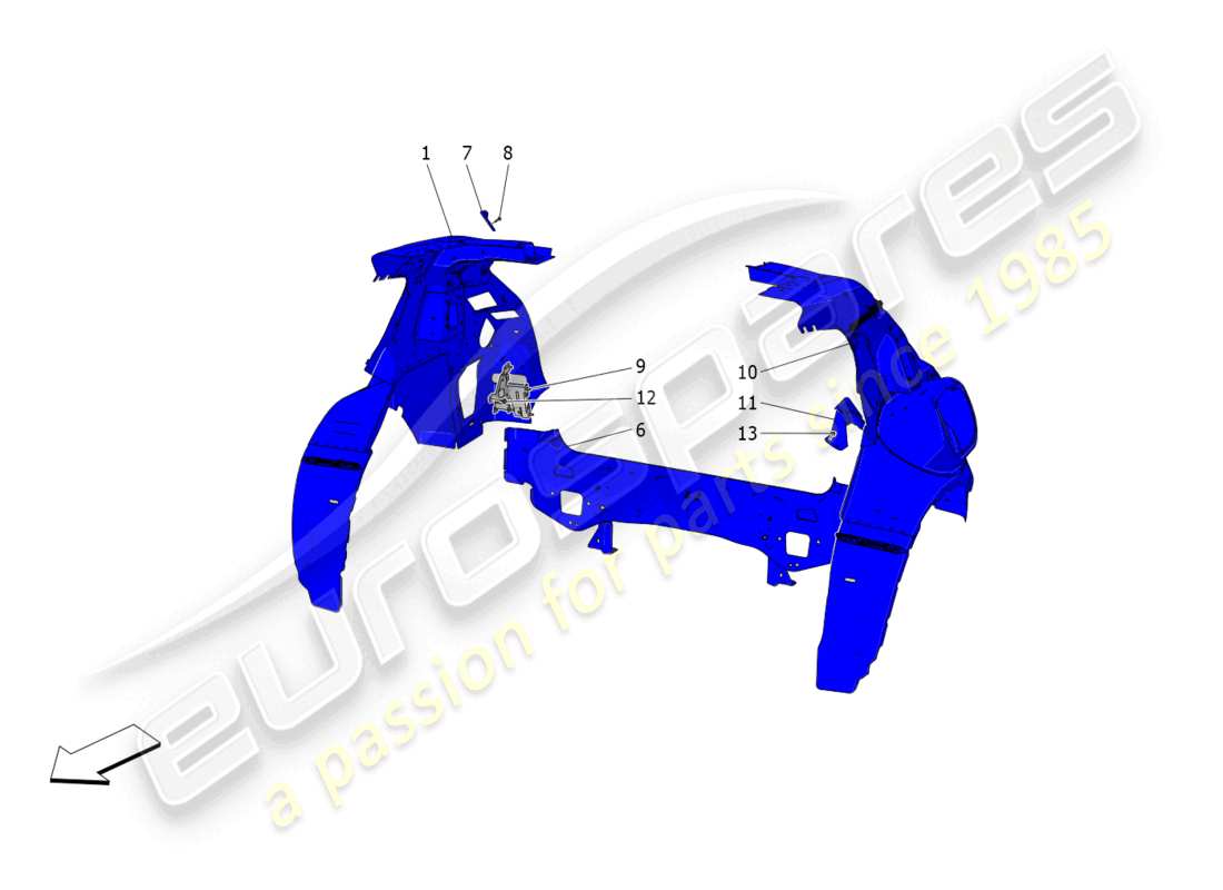 maserati grecale trofeo (2023) schema delle parti della carrozzeria e dei pannelli di rivestimento esterni posteriori