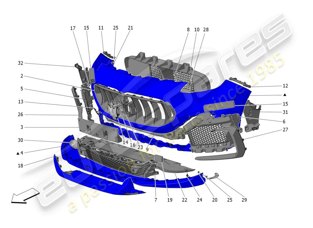 maserati grecale trofeo (2023) paraurti anteriore diagramma delle parti
