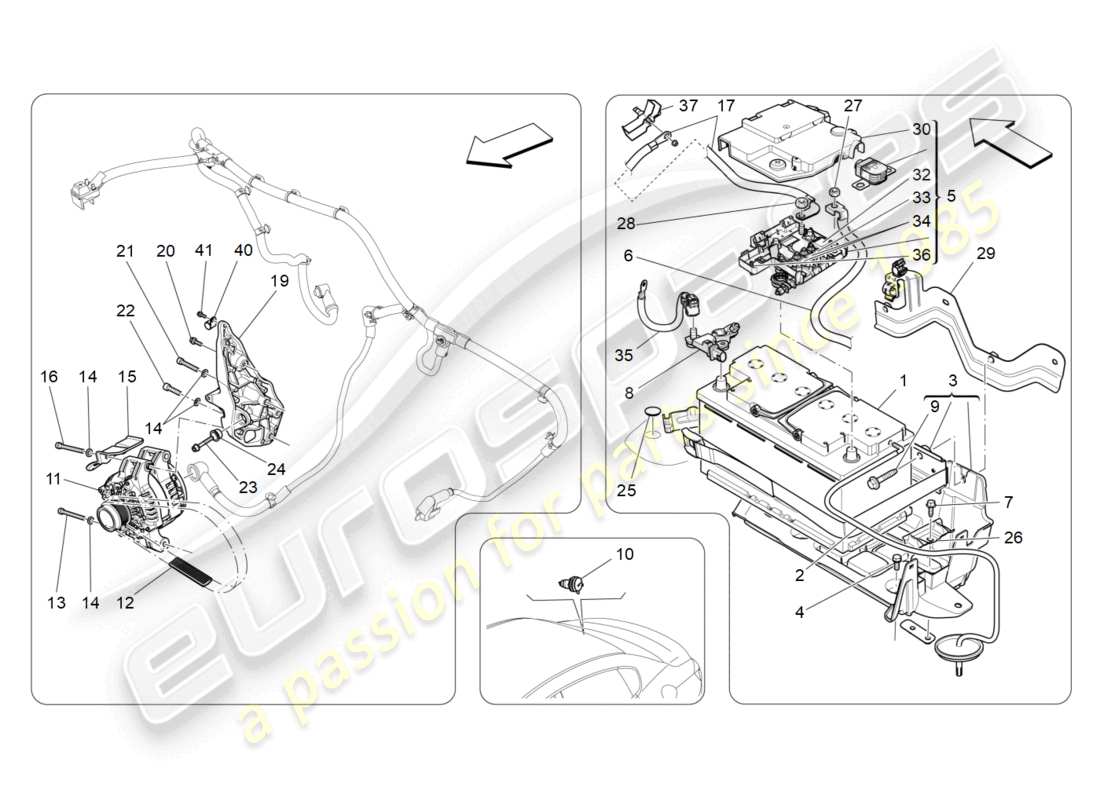 maserati ghibli (2014) diagramma delle parti di generazione e accumulo di energia