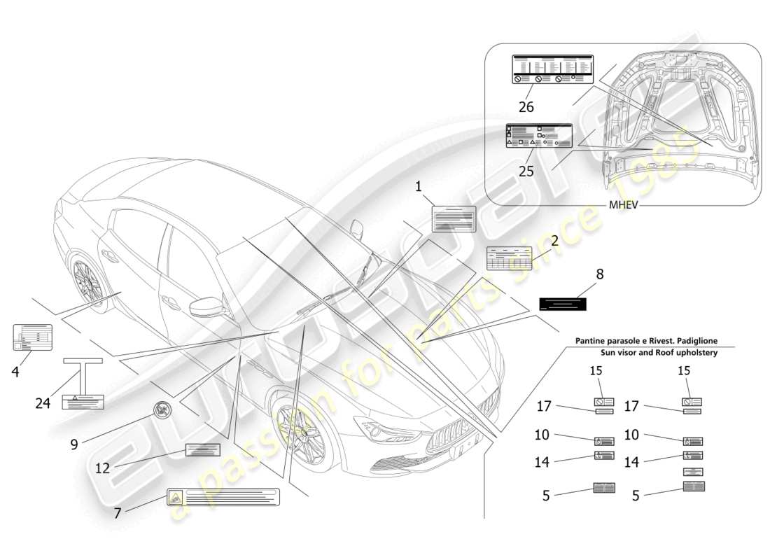 un diagramma delle parti dal catalogo delle parti maserati ghibli (2014)