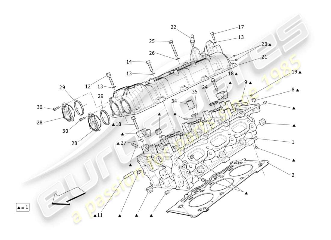 maserati levante zenga (2020) schema delle parti della testata destra