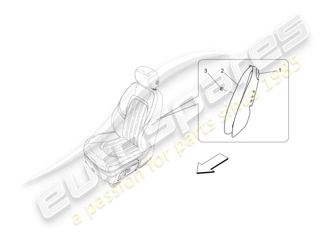 maserati quattroporte (2018) diagramma delle parti del sistema borsa laterale anteriore