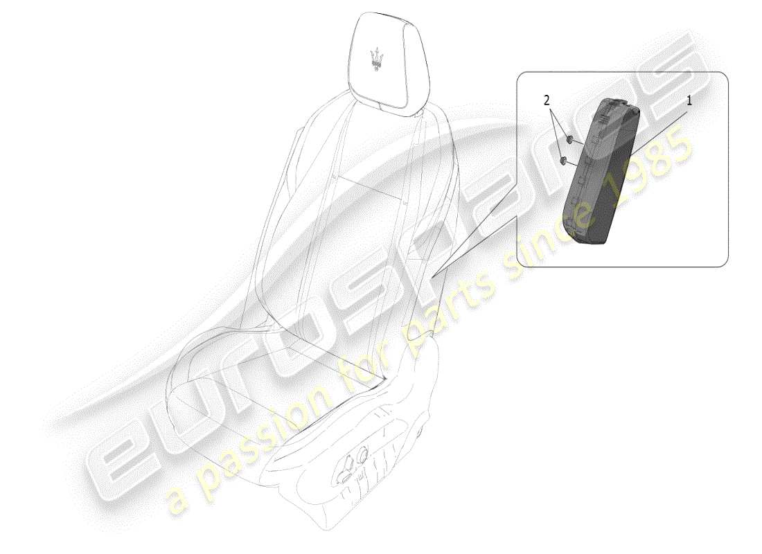 maserati grecale modena (2023) diagramma delle parti del sistema borsa laterale anteriore