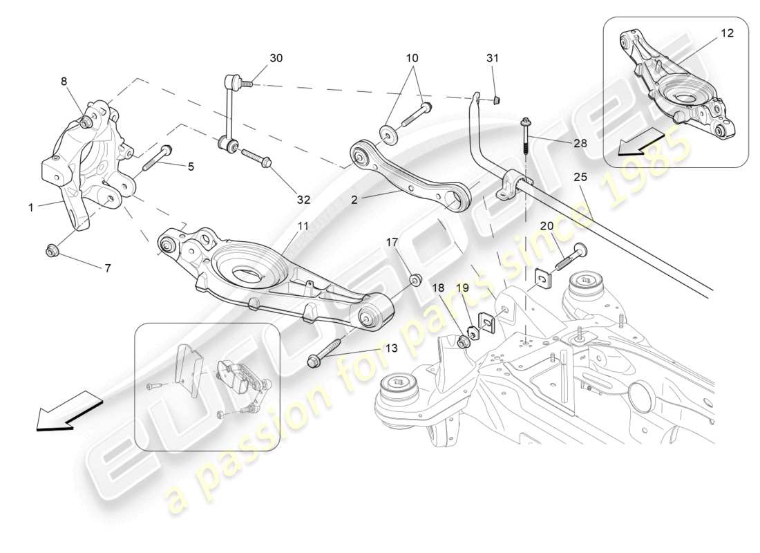 maserati levante modena s (2022) sospensione posteriore diagramma delle parti