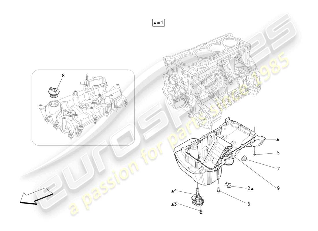 maserati ghibli fragment (2022) sistema di lubrificazione: diagramma delle parti del circuito e della raccolta