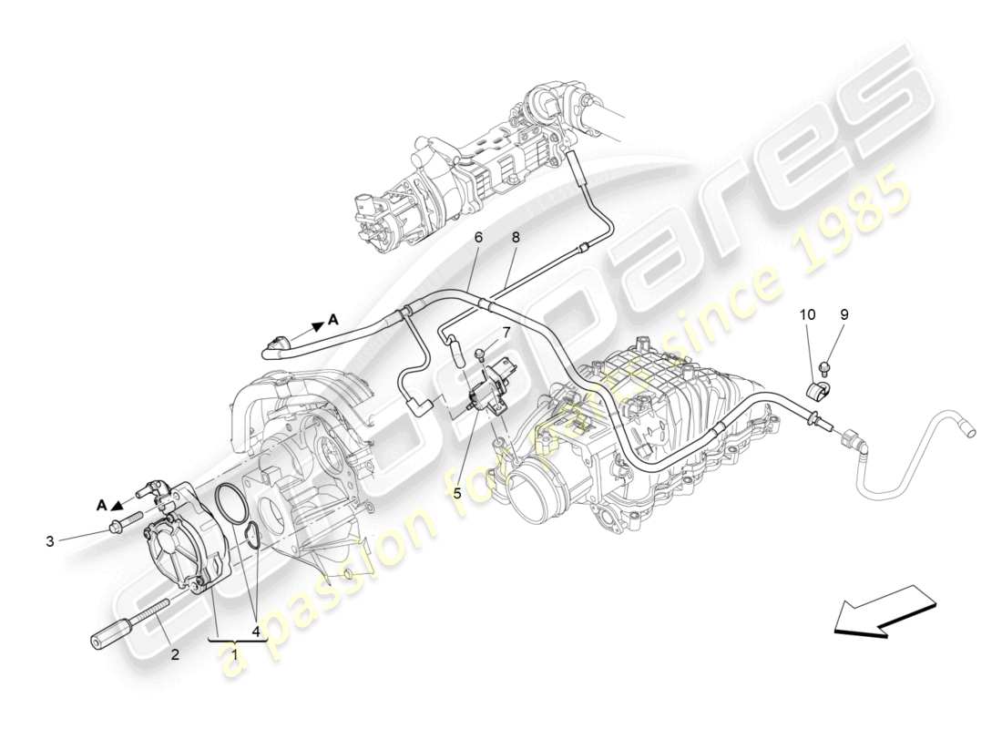 maserati ghibli (2016) diagramma delle parti del sistema d'aria aggiuntivo