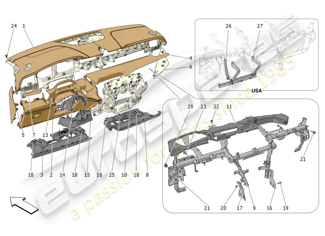 maserati grecale trofeo (2023) unità cruscotto diagramma delle parti
