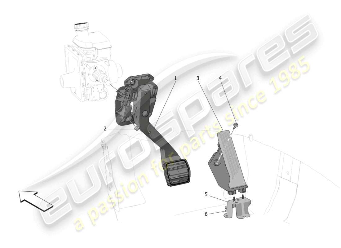maserati grecale trofeo (2023) pedaliera completa diagramma delle parti