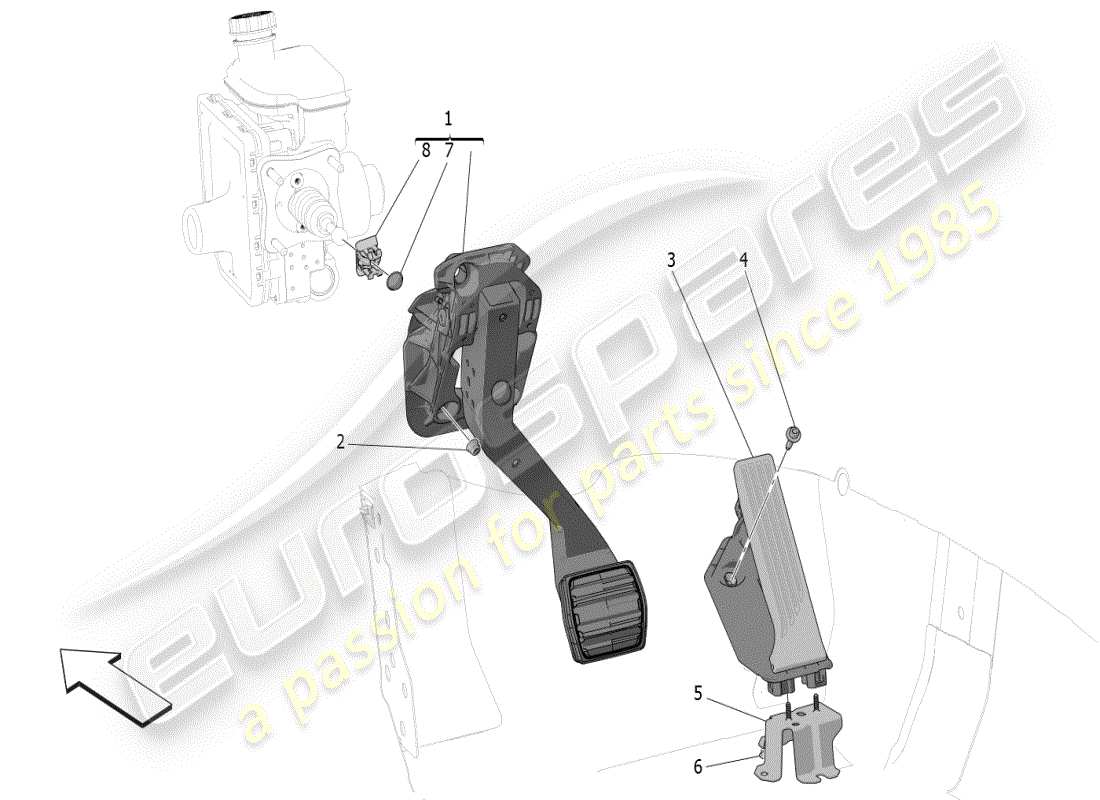 maserati grecale modena (2023) pedaliera completa diagramma delle parti