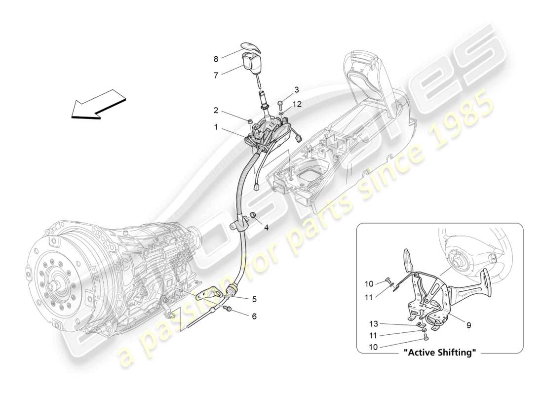 maserati grancabrio mc (2013) comandi del conducente per il diagramma delle parti del cambio automatico