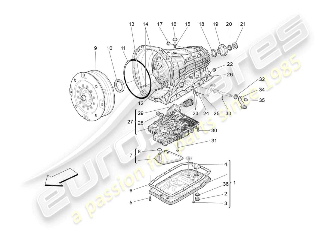 maserati grancabrio mc (2013) alloggiamenti del cambio diagramma delle parti