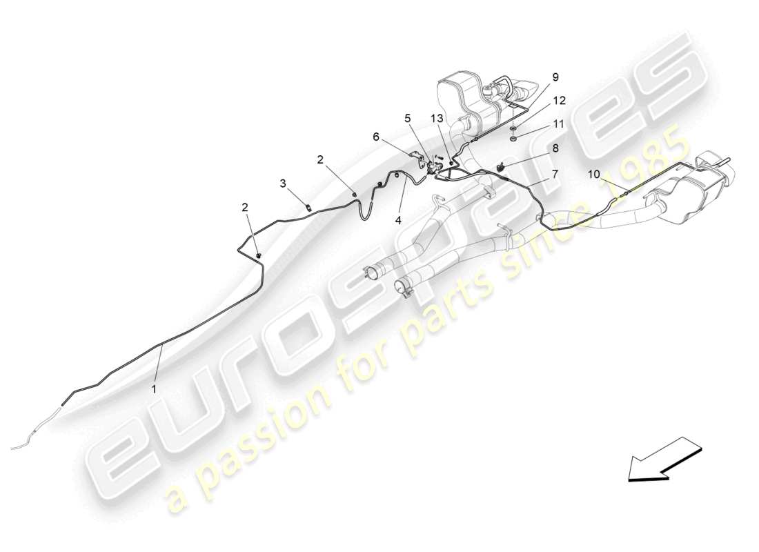 maserati ghibli (2016) diagramma delle parti del sistema d'aria aggiuntivo