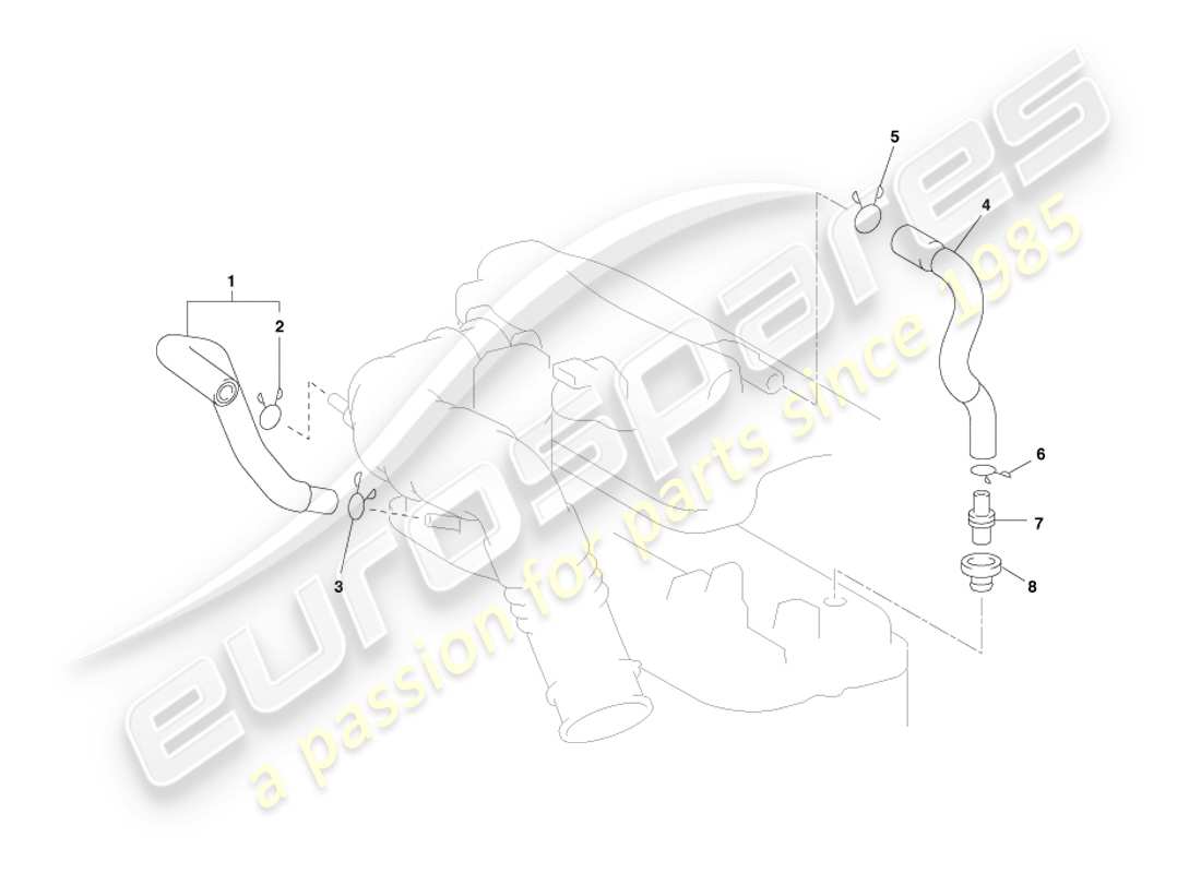 aston martin cygnet (2012) tubi di ventilazione diagramma delle parti